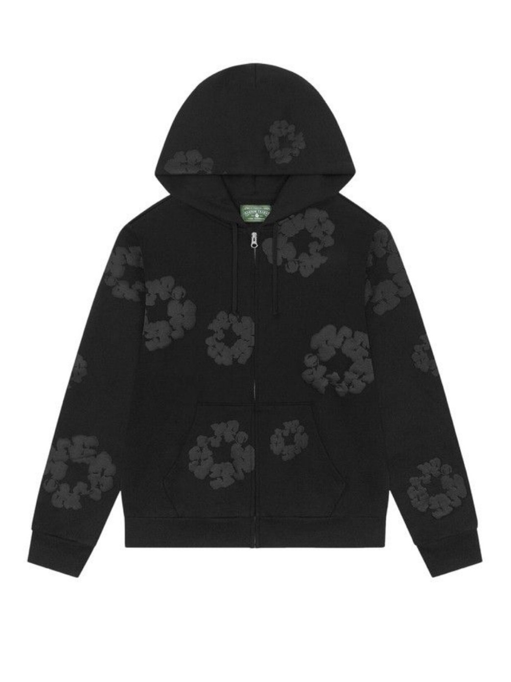 Denim Tears Mono Cotton Wreath Zip Hoodie Black Monochrome NWT Size L